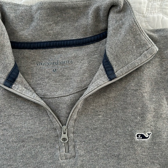 Vineyard Vines Gray Pima Cotton 1/4 Zip Pullover Men’s Medium M - Picture 3 of 3